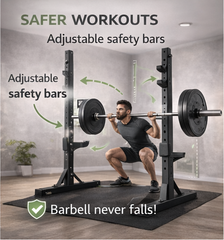 Racerack, adjustable in height (75-cm), multi-function barter Rack, rest bar Support, load Max. 200 kg, Black/Black White