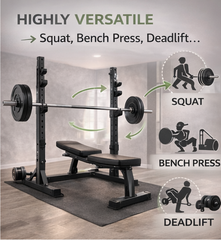 Racerack, adjustable in height (75-cm), multi-function barter Rack, rest bar Support, load Max. 200 kg, Black/Black White